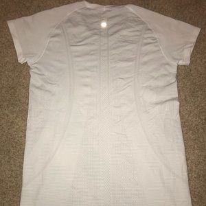 white lululemon workout shirt